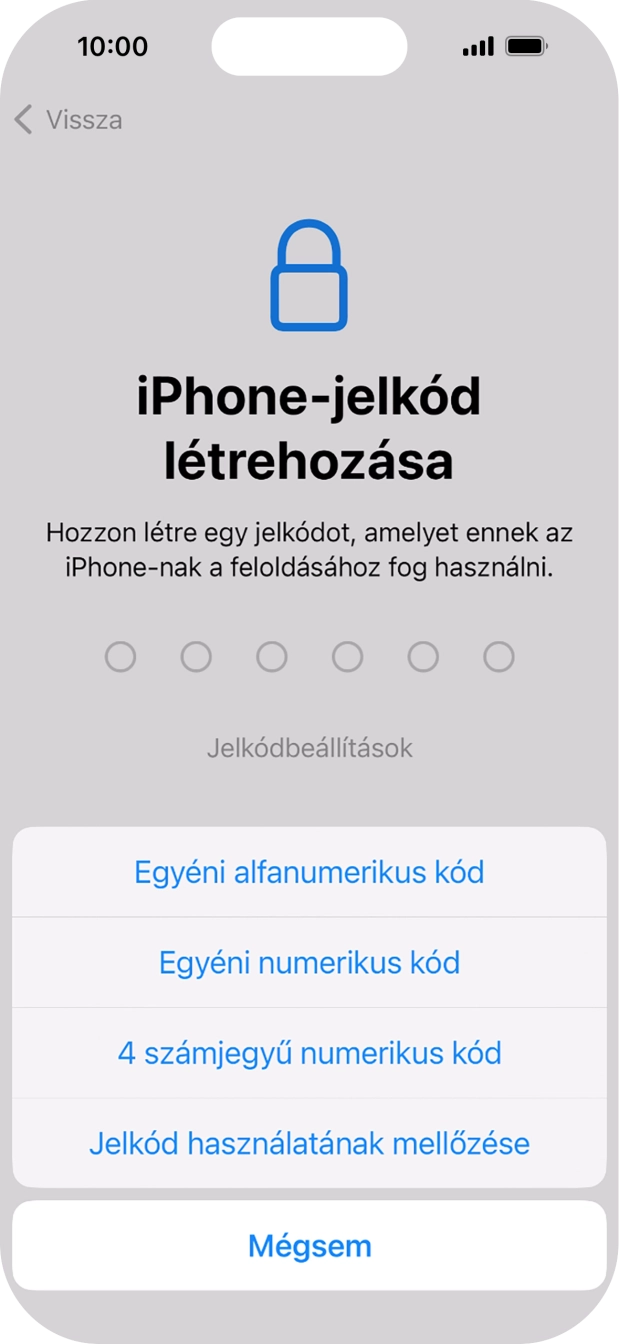 A képernyőzár használatának bekapcsolásához kövesd a képernyőn megjelenő utasításokat, vagy válaszd a Jelkód használatának mellőzése lehetőséget.