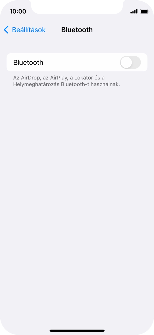 Kattints a „Bluetooth” melletti csúszkára a funkció bekapcsolásához. Kattints a „Bluetooth” melletti csúszkára a funkció bekapcsolásához.