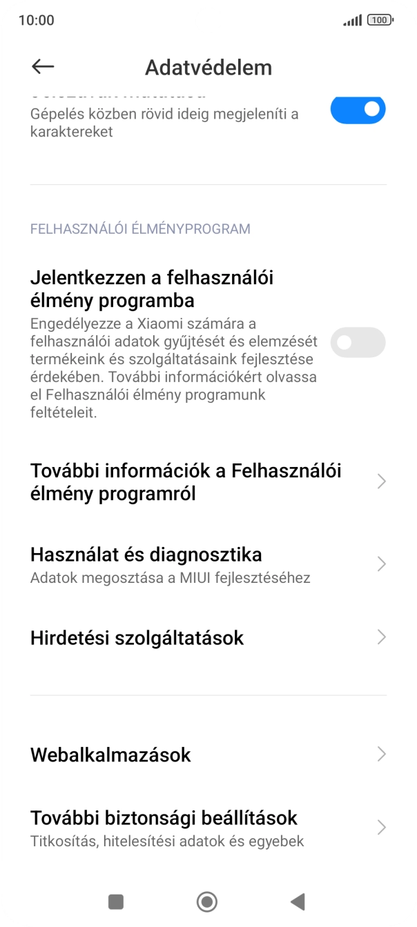 Válaszd a További biztonsági beállítások lehetőséget.