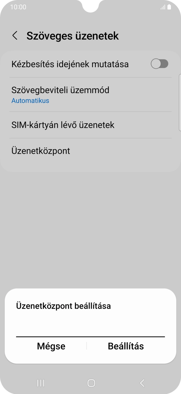 Írd be a +36709996500 számot, és válaszd a Beállítás lehetőséget.