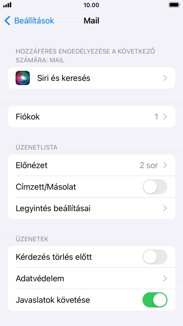 Válaszd a Fiókok lehetőséget.