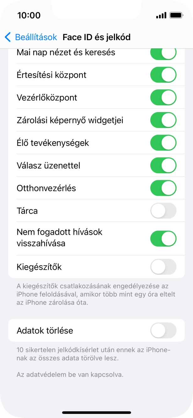 Kattints az „Adatok törlése” melletti csúszkára a funkció be- vagy kikapcsolásához. Kattints az „Adatok törlése” melletti csúszkára a funkció be- vagy kikapcsolásához.