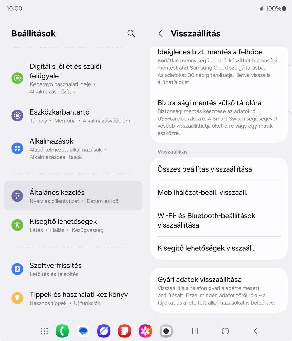 Válaszd a Gyári adatok visszaállítása lehetőséget.