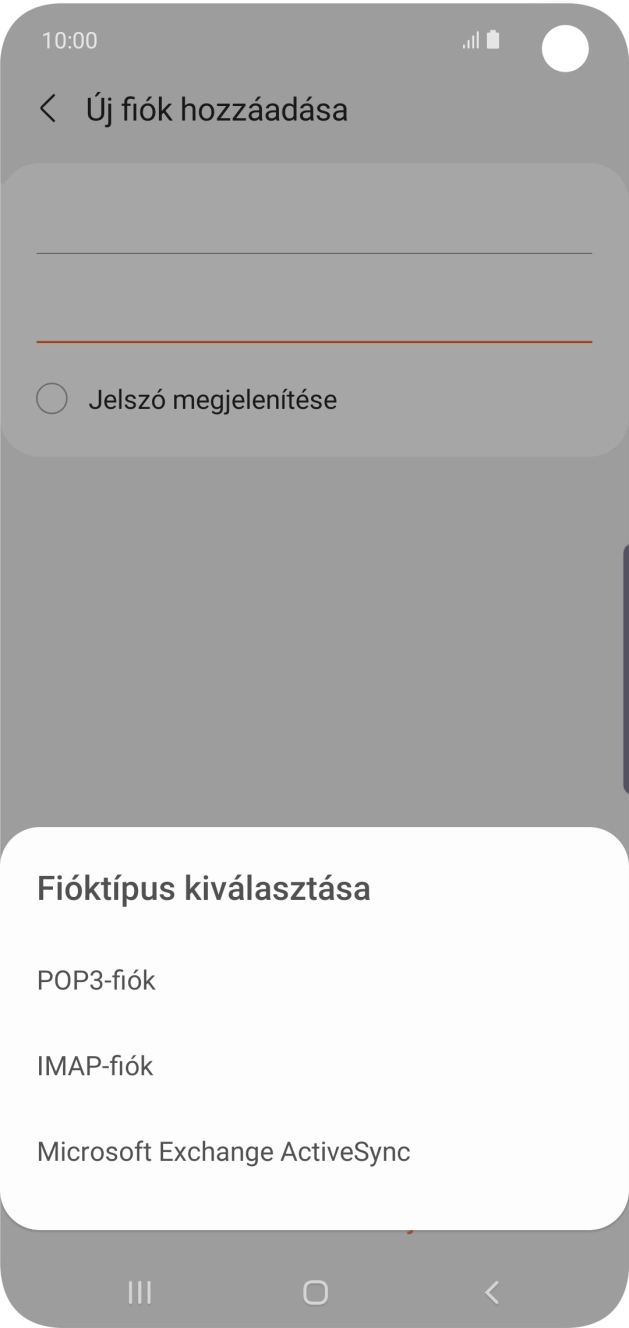 Válaszd a POP3-fiók lehetőséget.