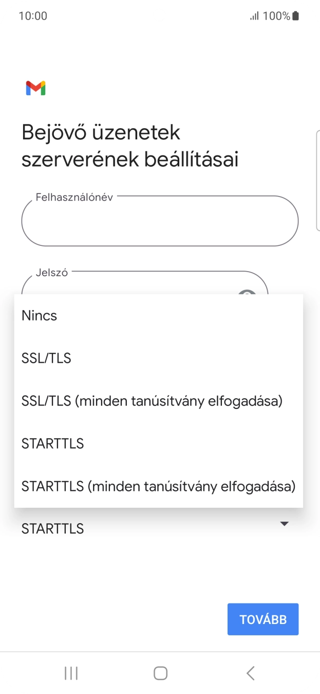 Válaszd az SSL/TLS lehetőséget.