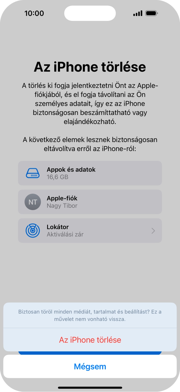Válaszd Az iPhone törlése lehetőséget. Válaszd Az iPhone törlése lehetőséget.