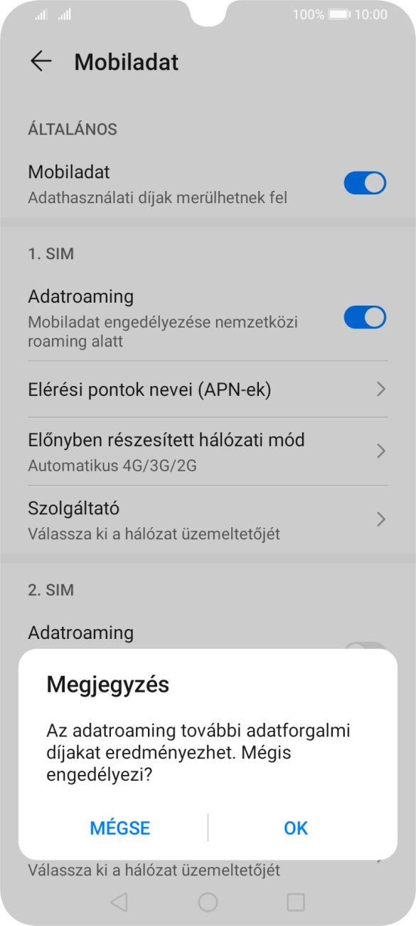Ha bekapcsolod a funkciót, válaszd az OK lehetőséget.