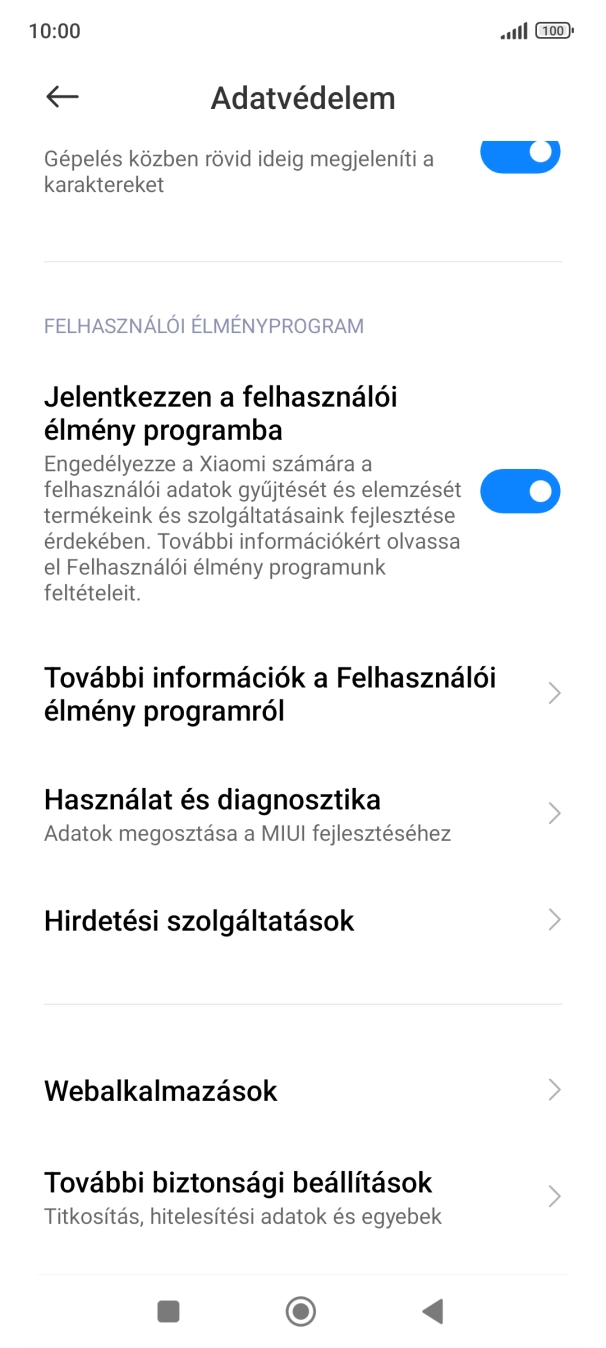 Válaszd a További biztonsági beállítások lehetőséget.