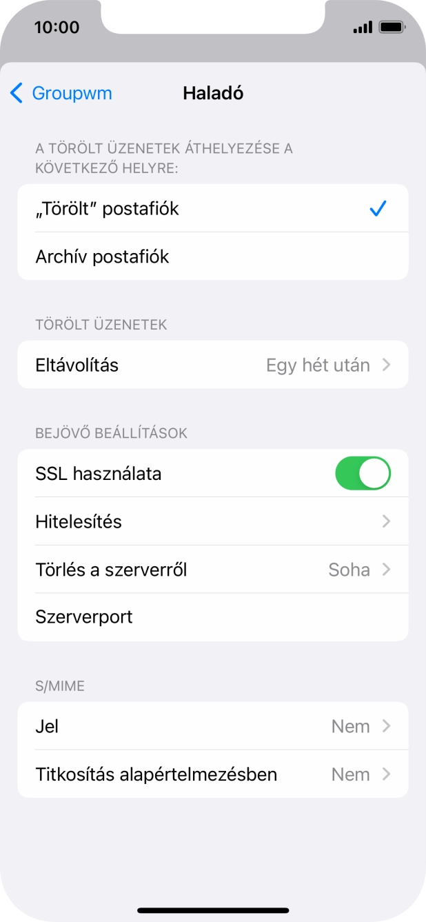 Kattints az „SSL használata” melletti csúszkára a funkció kikapcsolásához.