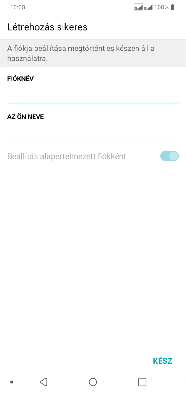Kattints a „FIÓKNÉV” alatti mezőre, és írd be az e-mail-fiók kívánt nevét.