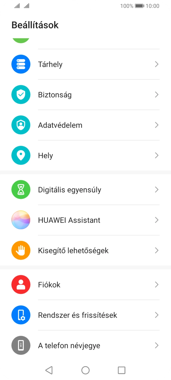 Válaszd a Fiókok lehetőséget.