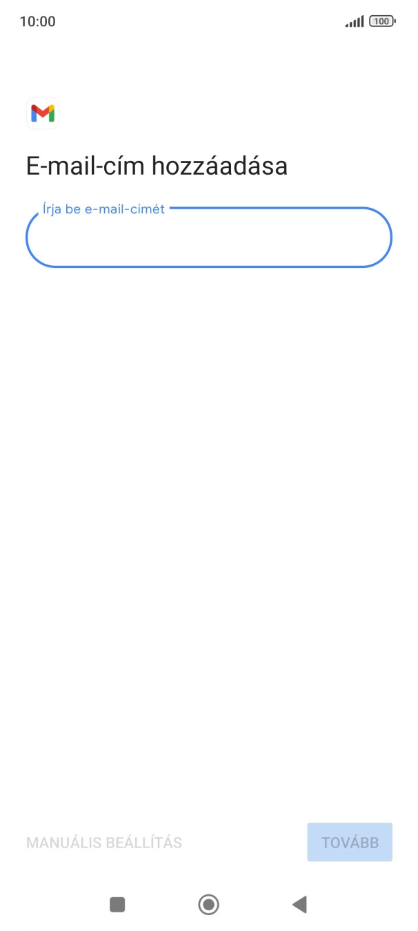 Kattints az „Írja be e-mail-címét” alatti mezőre, és írd be az e-mail címedet.