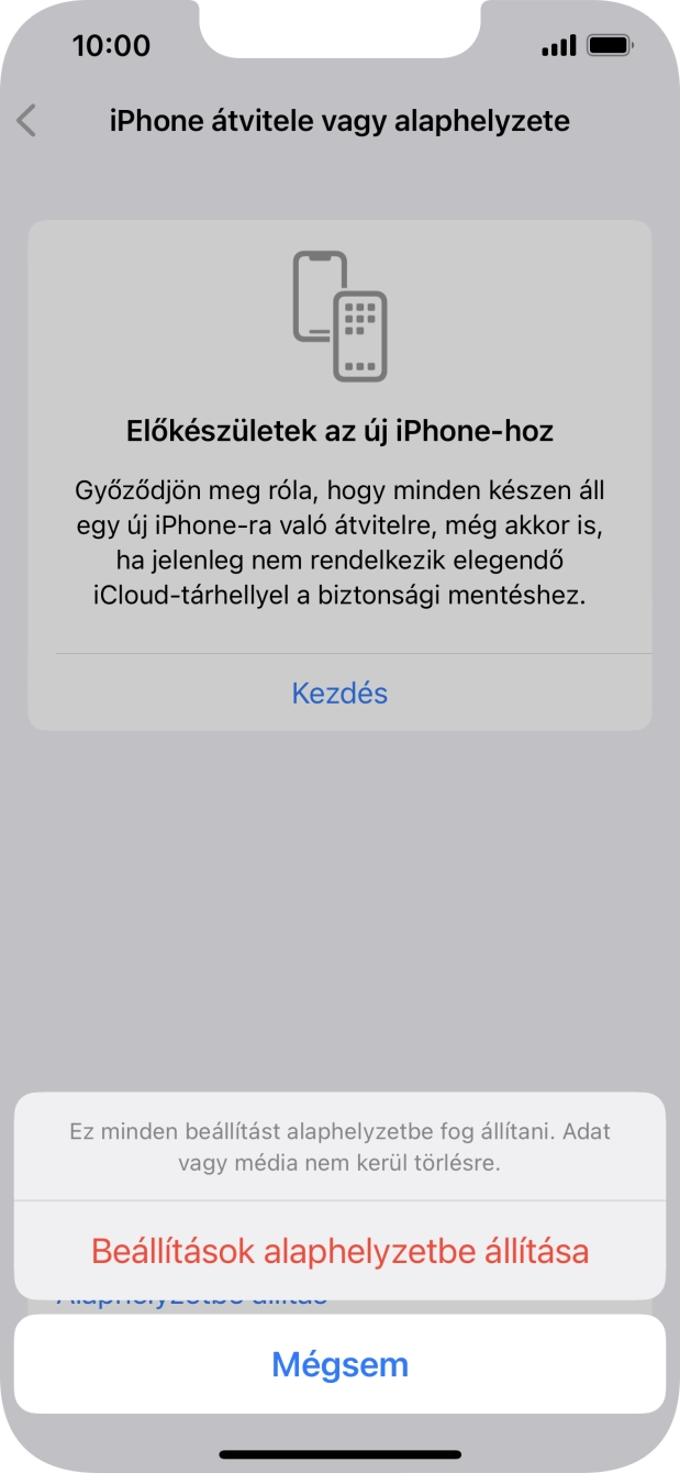 Válaszd a Beállítások alaphelyzetbe állítása lehetőséget.