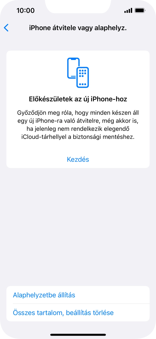 Válaszd az Alaphelyzetbe állítás lehetőséget.