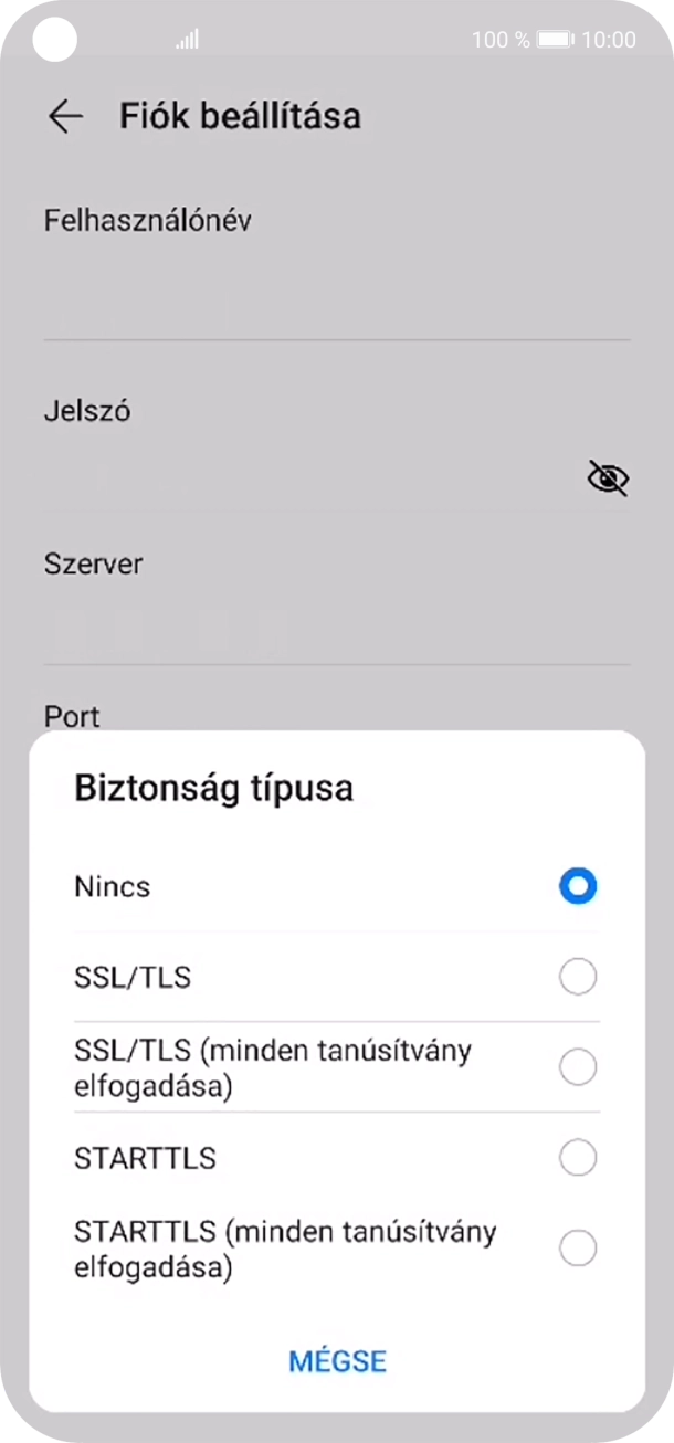 Válaszd a Nincs lehetőséget.