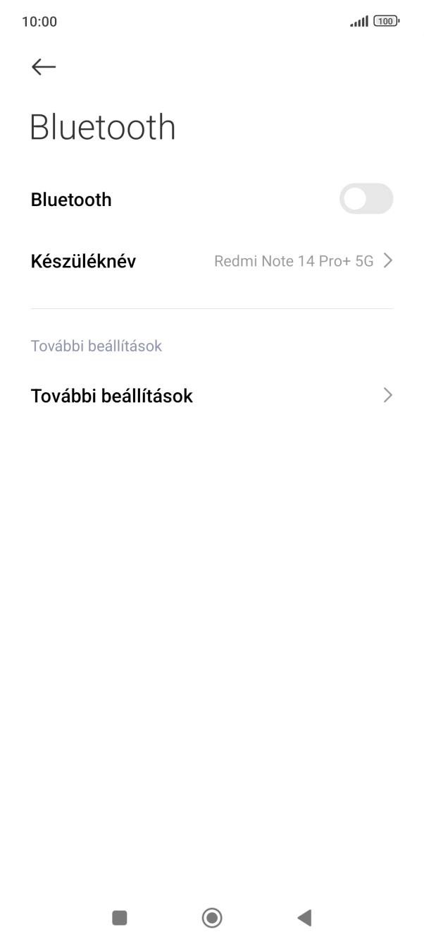 Kattints a „Bluetooth” melletti csúszkára a funkció bekapcsolásához.