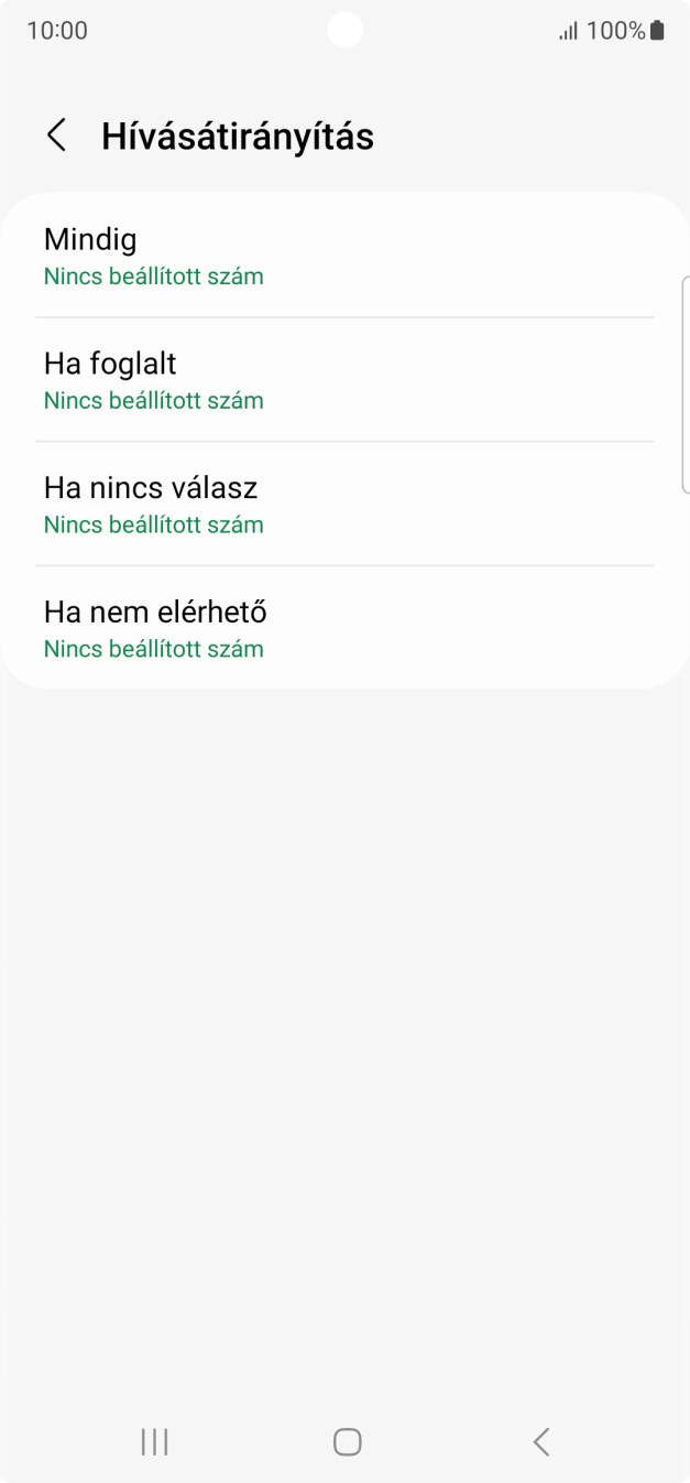 Kattints a kívánt hívásátirányítás-típusra.