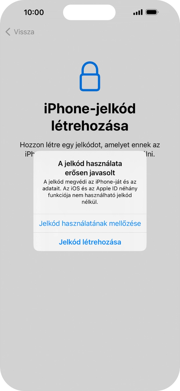 Ha kikapcsolod a funkciót, válaszd a Jelkód használatának mellőzése lehetőséget.