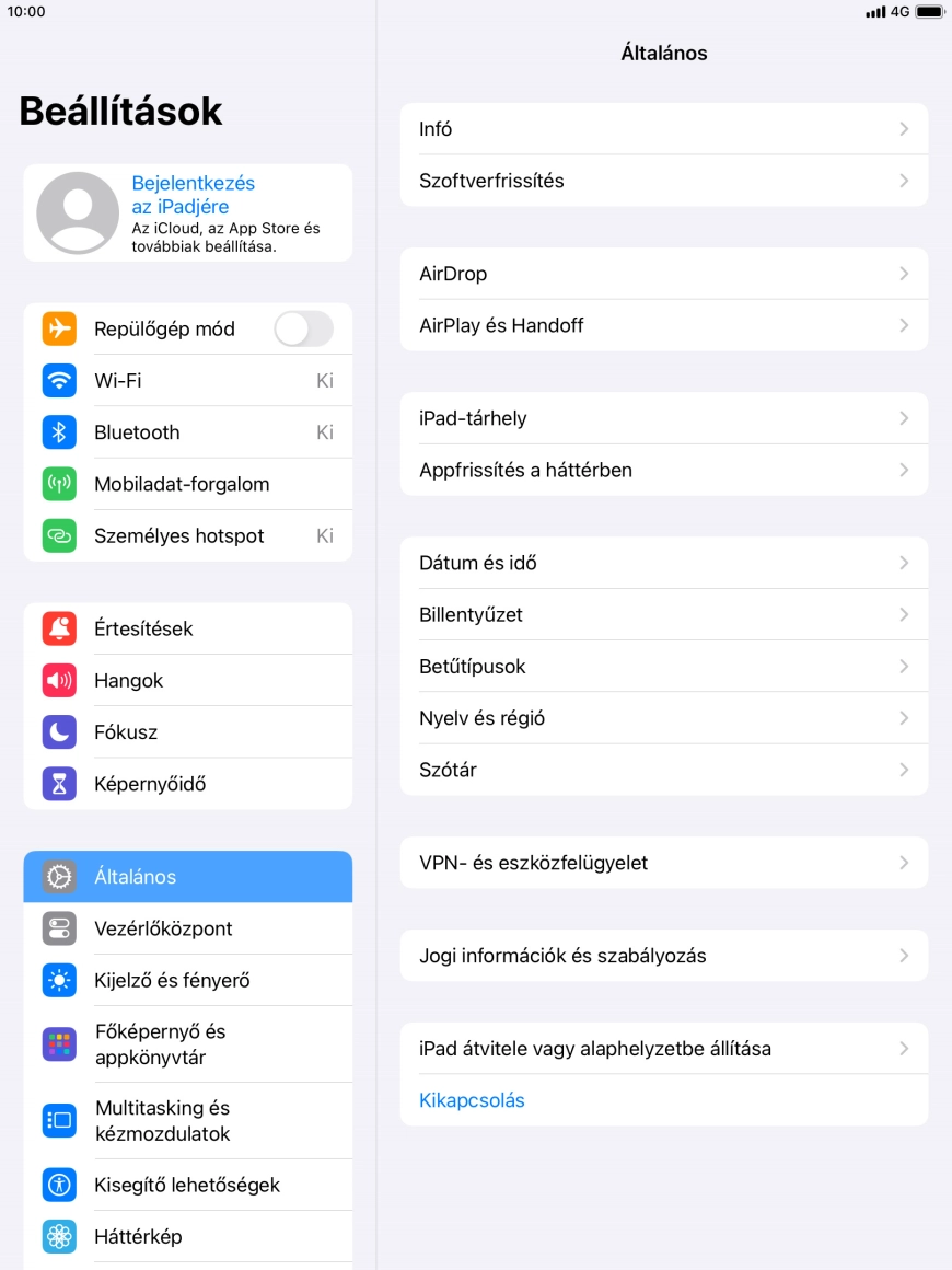 Válaszd a Bejelentkezés az iPadjére lehetőséget. Válaszd a Bejelentkezés az iPadjére lehetőséget.