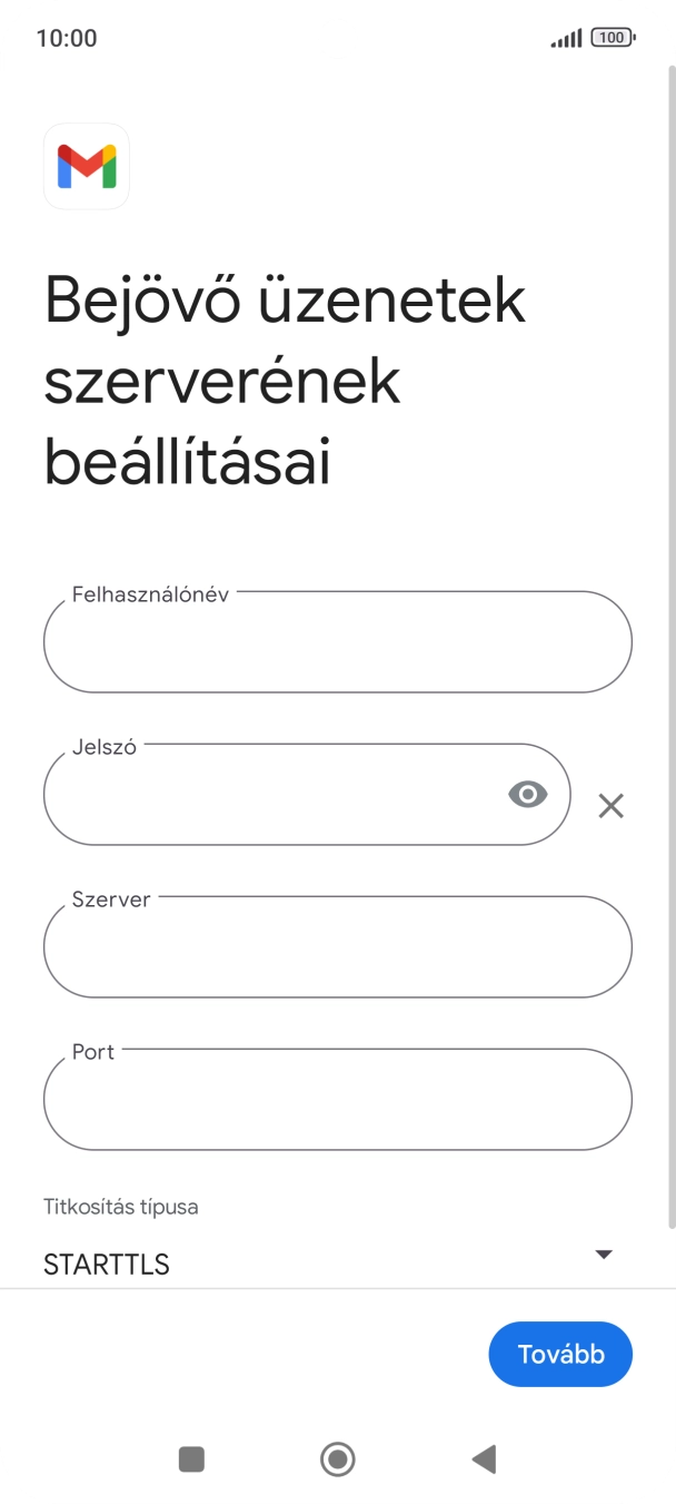 Kattints a „Felhasználónév” alatti mezőre, és írd be az e-mail-fiókodhoz tartozó felhasználónevet.