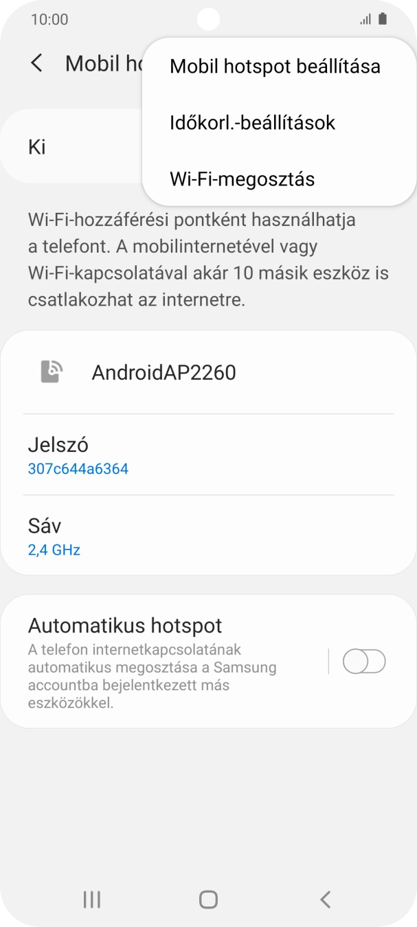 Válaszd a Mobil hotspot beállítása lehetőséget.