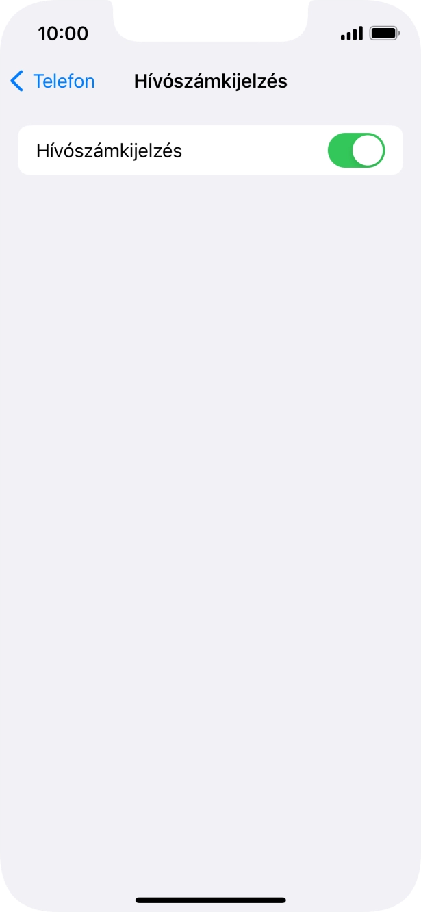 Kattints a „Hívószámkijelzés” melletti csúszkára a funkció be- vagy kikapcsolásához.