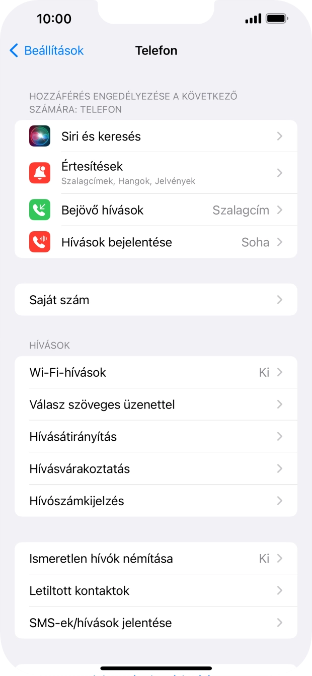 Válaszd a Hívószámkijelzés lehetőséget.