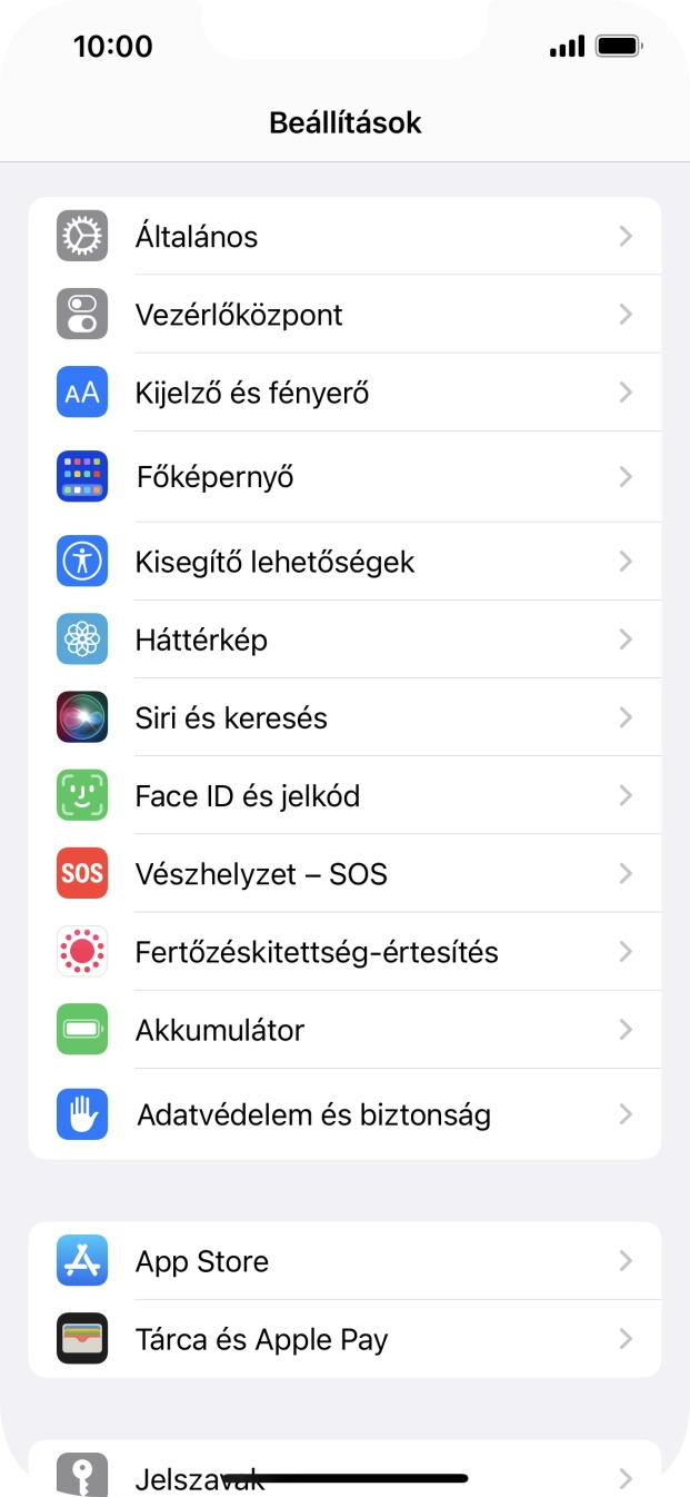 Válaszd a Face ID és jelkód lehetőséget.