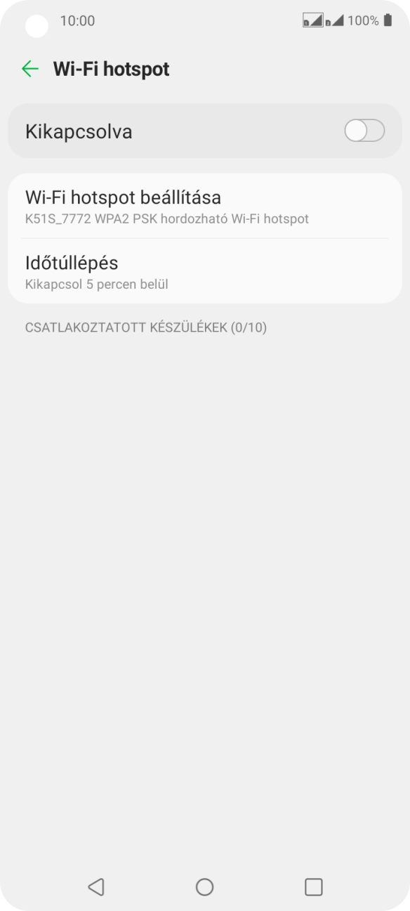 Válaszd a Wi-Fi hotspot beállítása lehetőséget.