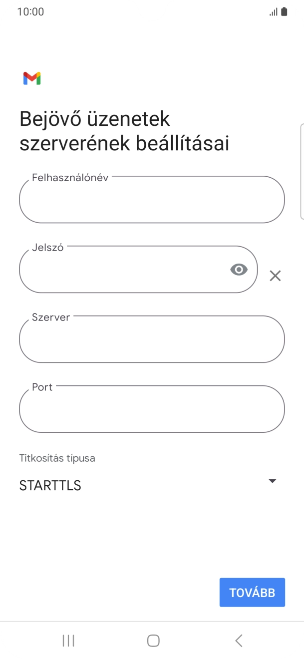 Kattints a „Felhasználónév” alatti mezőre, és írd be az e-mail-fiókodhoz tartozó felhasználónevet.