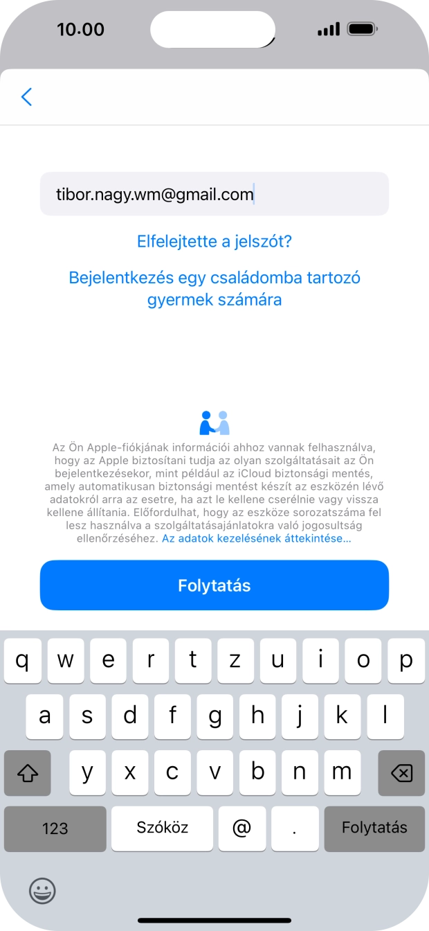 Válaszd a Folytatás lehetőséget.