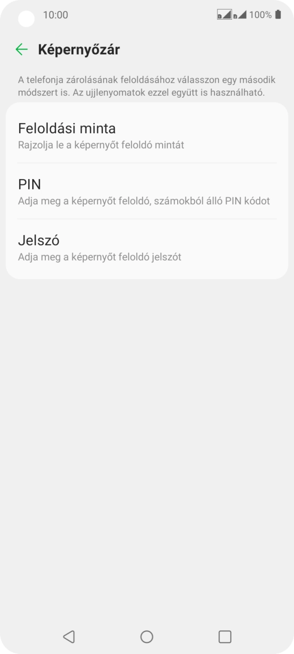 Kattints a kívánt képernyőzár-típusra.