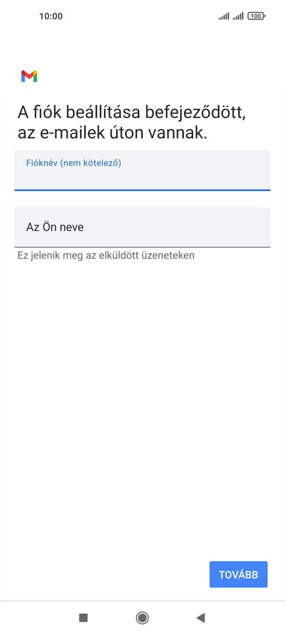 Kattints Az Ön neve mezőre, és írd be a kívánt küldőnevet.