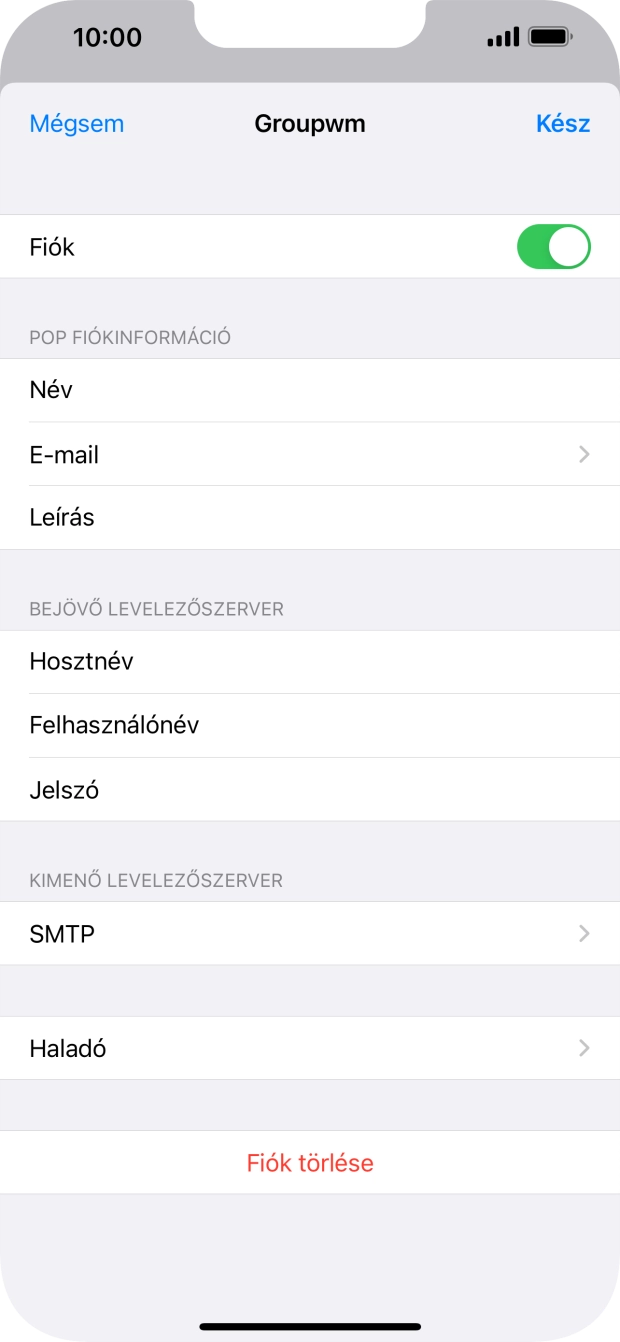 Válaszd az SMTP lehetőséget.