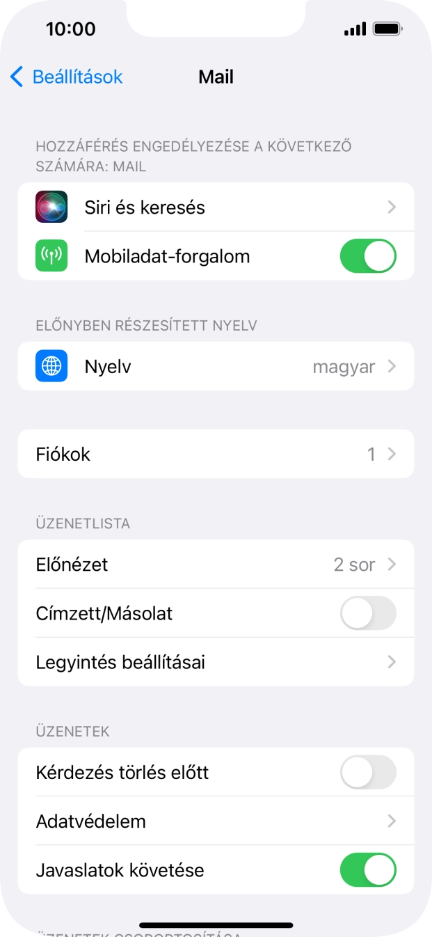 Válaszd a Fiókok lehetőséget.