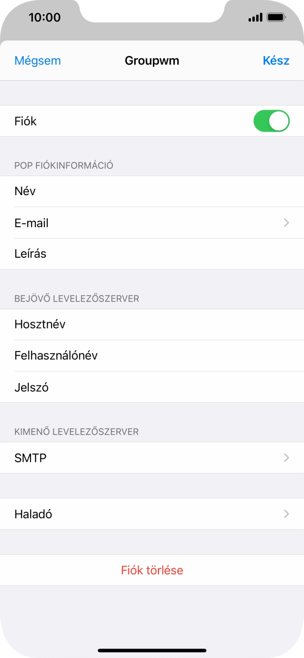 Válaszd az SMTP lehetőséget.