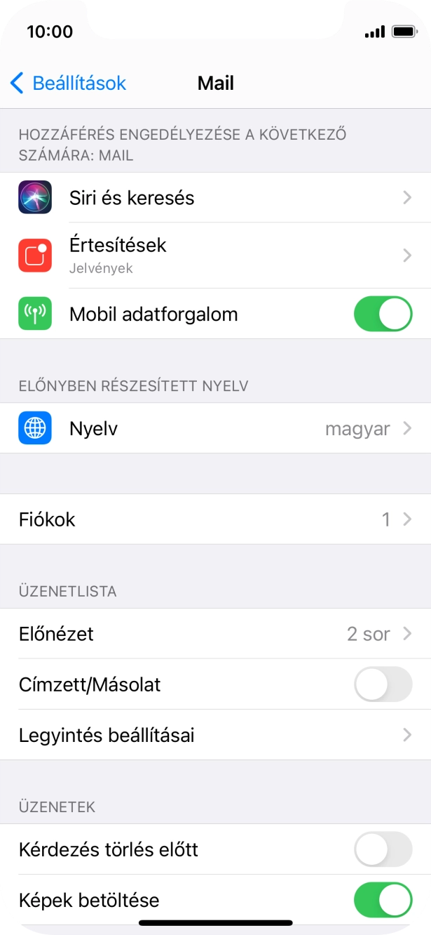 Válaszd a Fiókok lehetőséget.