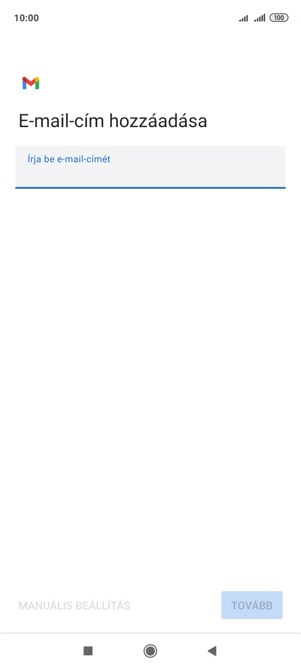 Kattints az „Írja be e-mail-címét” alatti mezőre, és írd be az e-mail címedet.