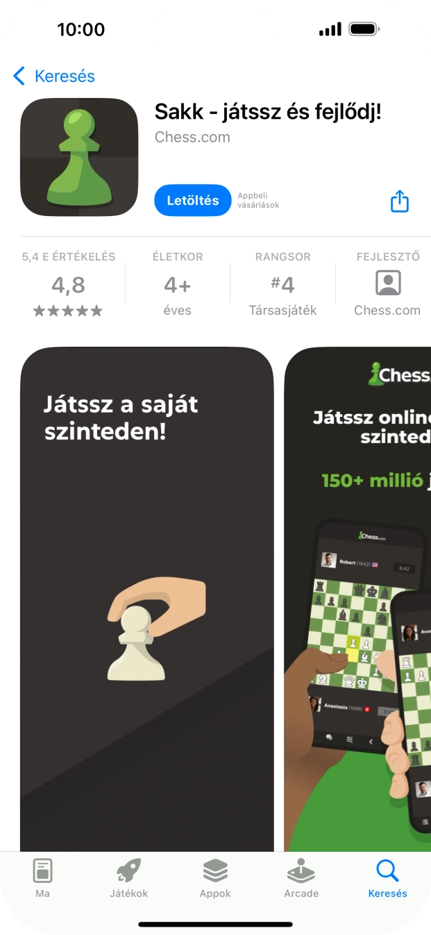 Válaszd a Letöltés lehetőséget, és kövesd a képernyőn megjelenő utasításokat az alkalmazás telepítéséhez.