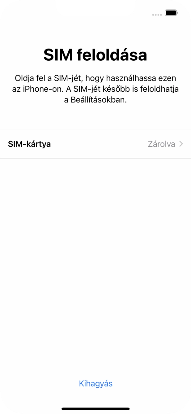 Válaszd a SIM-kártya lehetőséget.