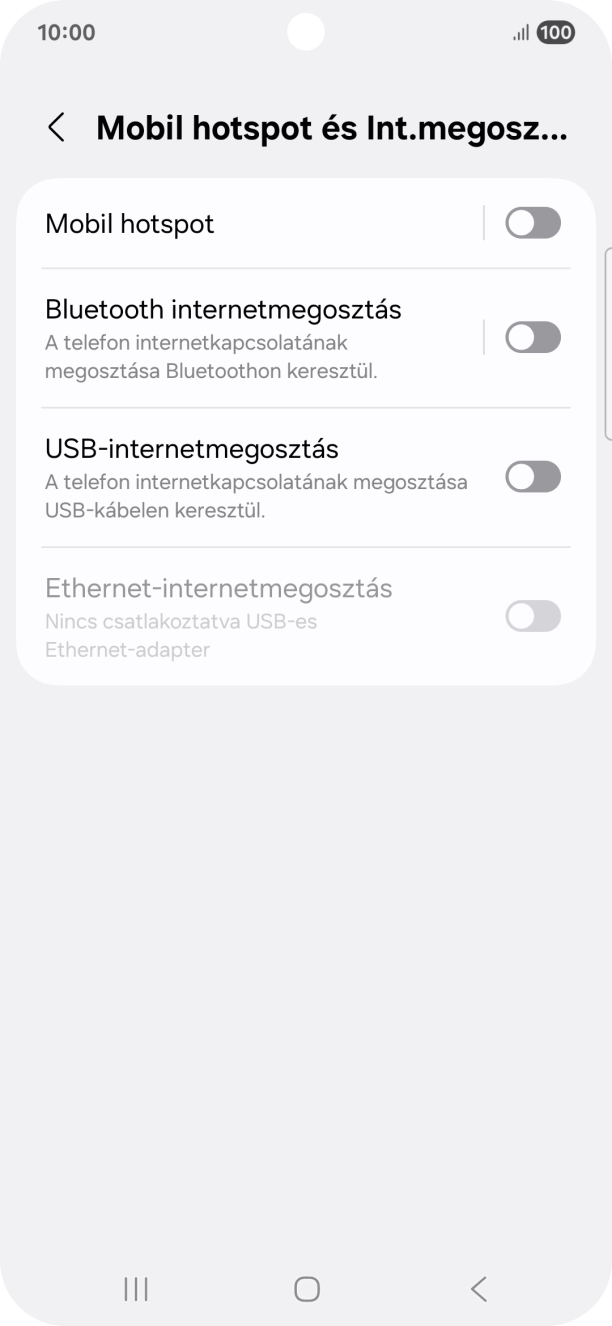 Válaszd a Mobil hotspot lehetőséget. Válaszd a Mobil hotspot lehetőséget.