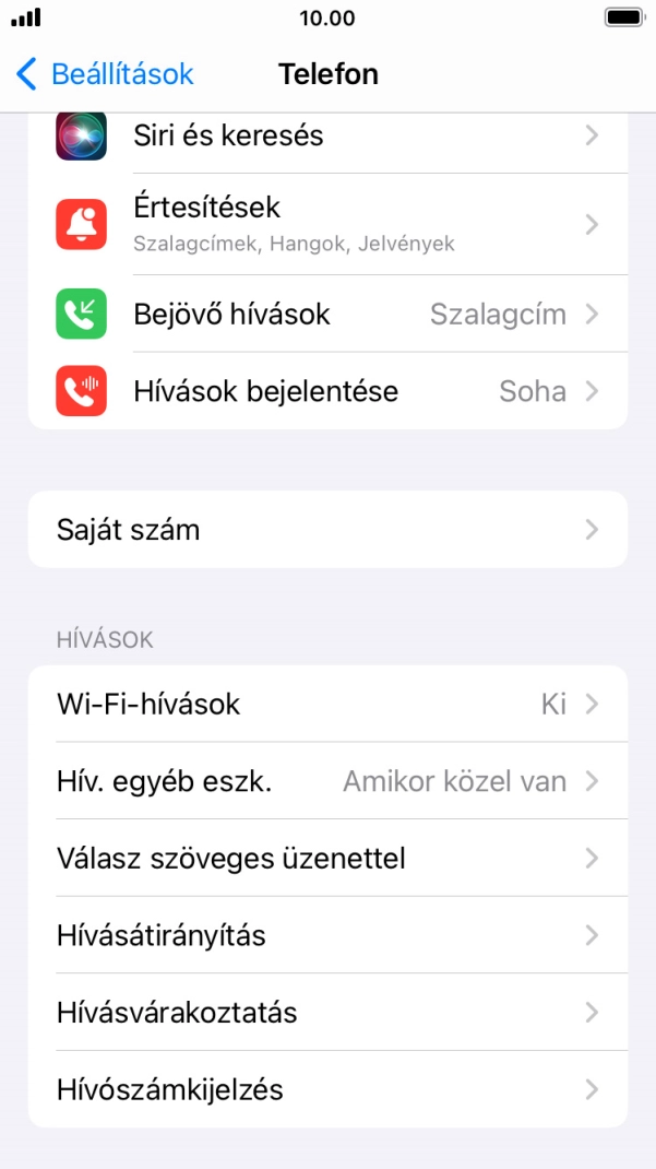 Válaszd a Hívószámkijelzés lehetőséget.