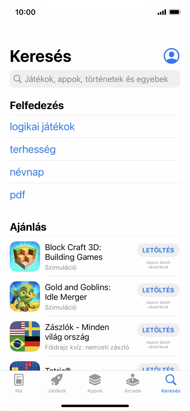 Kattints a keresés mezőre, és írd be a keresett alkalmazás nevét vagy tárgykörét.