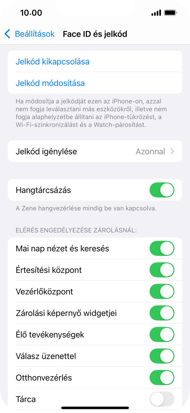 Válaszd a Jelkód kikapcsolása lehetőséget, és írd be a képernyőzárkódot.