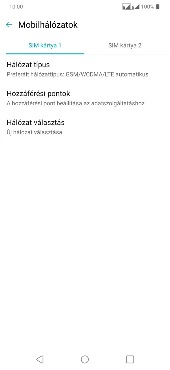 Kattints a kívánt SIM-kártyára.