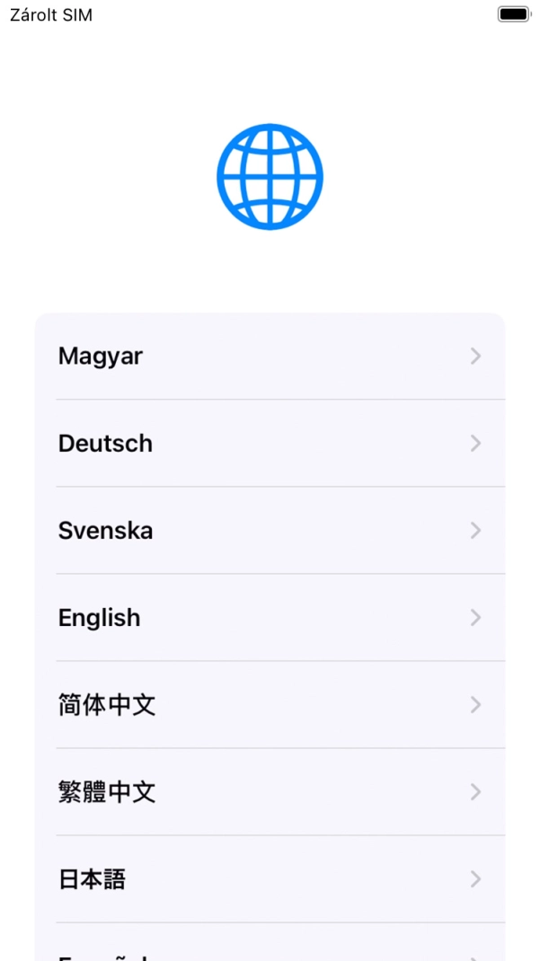 Válaszd ki a kívánt nyelvet.