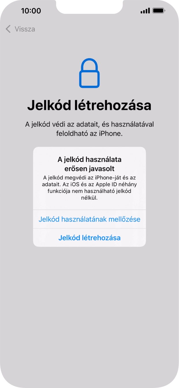 Ha kikapcsolod a funkciót, válaszd a Jelkód használatának mellőzése lehetőséget.