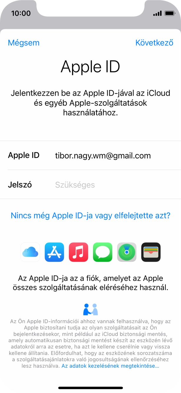 Kattints a „Jelszó” melletti mezőre, és írd be az Apple ID-d jelszavát.