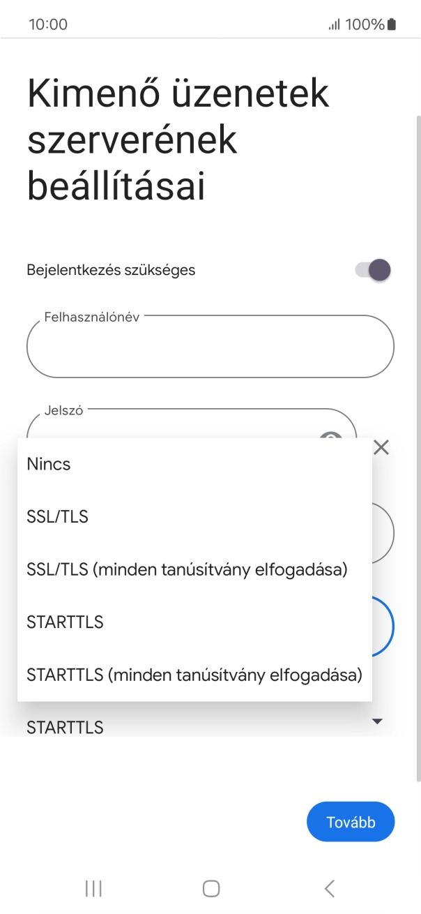 Válaszd az SSL/TLS lehetőséget.