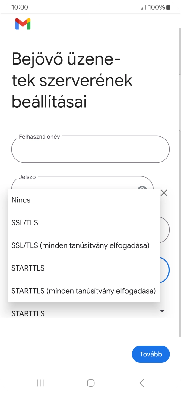 Válaszd az SSL/TLS lehetőséget.